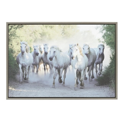 Kate And Laurel Sylvie Camargue Horses Framed Canvas By Laura Evans ...