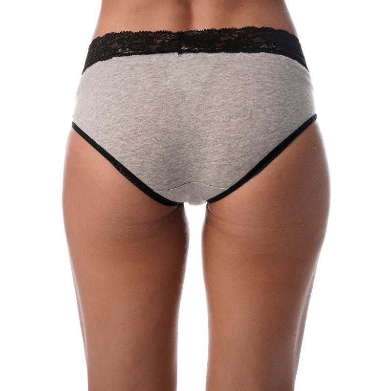 Just Intimates Ultra Soft Bikini Panties w/ Lace Trim Underwear (Pack of 4), 2 of 2