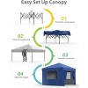 10x10 Pop Up Canopy Tent with 4Pcs Sidewalls, Portable Instant Canopy with 4 Stakes, 4 Ropes, 4 Sandbags for Patio, Outdoor, Camping - 2 of 4