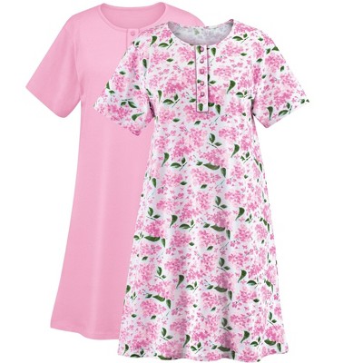 Collections Etc Lilac Printed 2-pc Pack Gowns