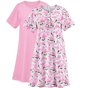 Collections Etc Lilac Printed 2-pc Pack Gowns - 1 of 4