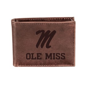 Evergreen NCAA Ole Miss Rebels Brown Leather Bifold Wallet Officially Licensed with Gift Box - 1 of 1