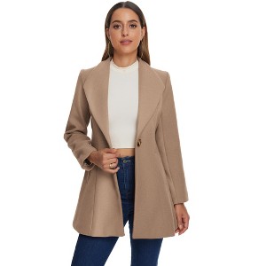 INSPIRE CHIC Women's Turn Down Collar Buttoned Business Casual Mid-Long Winter Coat - 1 of 4
