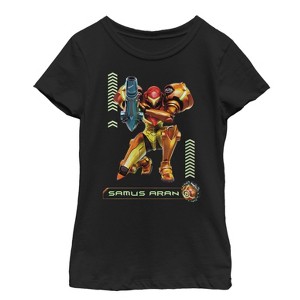 Girl's Nintendo Metroid Samus Pose T-Shirt - 1 of 3
