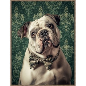 Amanti Art The Gentleman Bulldog by Mowzu  Framed Canvas Wall Art - 1 of 4