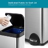 Home Zone Living 16 Gallon Dual Trash and Recycling Can with Removable Liners and Soft Close Lids, Stainless Steel, Silver - 3 of 4