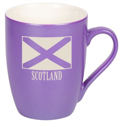 Elanze Designs Scotland Scottish Flag 10 Ounce Ceramic Laser-Etched Engraved Drinkware Mug, Metallic Passion Purple