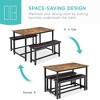 Dining Table Set for 4, Retro Rectangular Kitchen Table, Kitchen Table with 2 Upholstered Benches, for Apartment, Home, Studio - 3 of 4