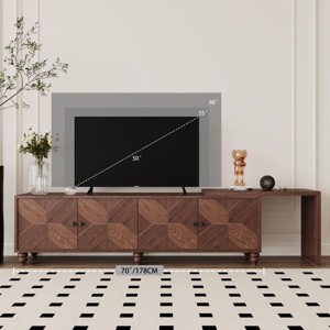 70"-90"Extendable TV Cabinet,Mid Century Lacquered And Real Wood Veneered Entertainment Center With Storage And Adjustable Shelves-Maison Boucle - 1 of 4