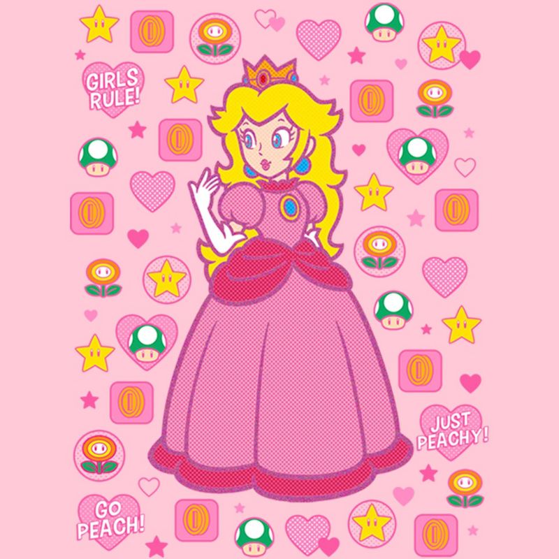 Girl's Nintendo Princess Peach Girls Rule T-Shirt, 2 of 7