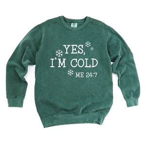 Simply Sage Market Women's  Garment Dyed Graphic Sweatshirt Yes I'm Cold - 1 of 4