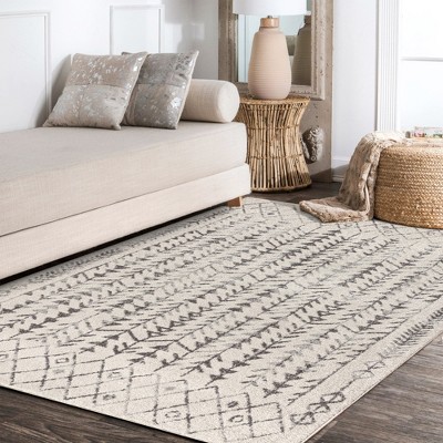 Vintage Moroccan-Inspired Easy-Care Gray 4' x 6' Area Rug