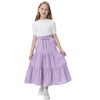Maxi Skorts Skirt for Girls Button Front High Waisted Long Skirt with Belt Ruffled Skirts with Pocket - 3 of 4