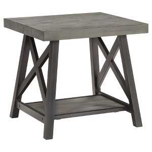 Lanshire Rustic Industrial Metal & Wood End Table - Gray - Inspire Q