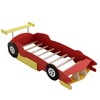 NicBex Twin Size Race Car-Shaped Platform Bed Frame with Wheels,Solid Wood Slats Support,No Box Spring Needed,Easy Assembly,Red - 4 of 4