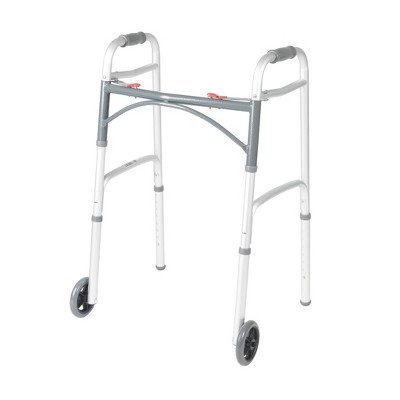 Gray and White Adjustable Folding Walker with 5" Wheels