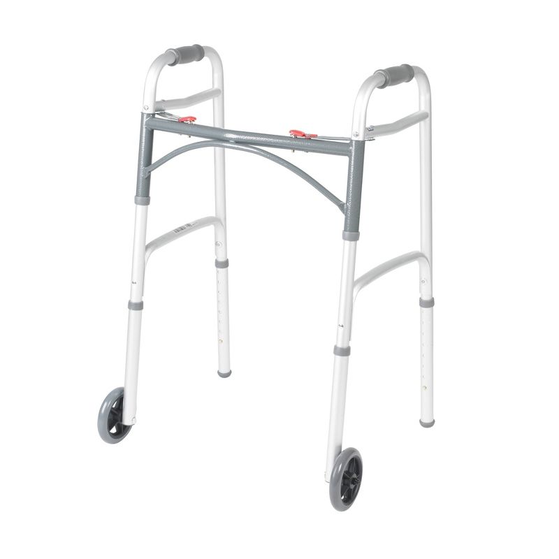 Drive Medical PreserveTech Deluxe Two Button Folding Walker with 5&#34; Wheels, 3 of 5