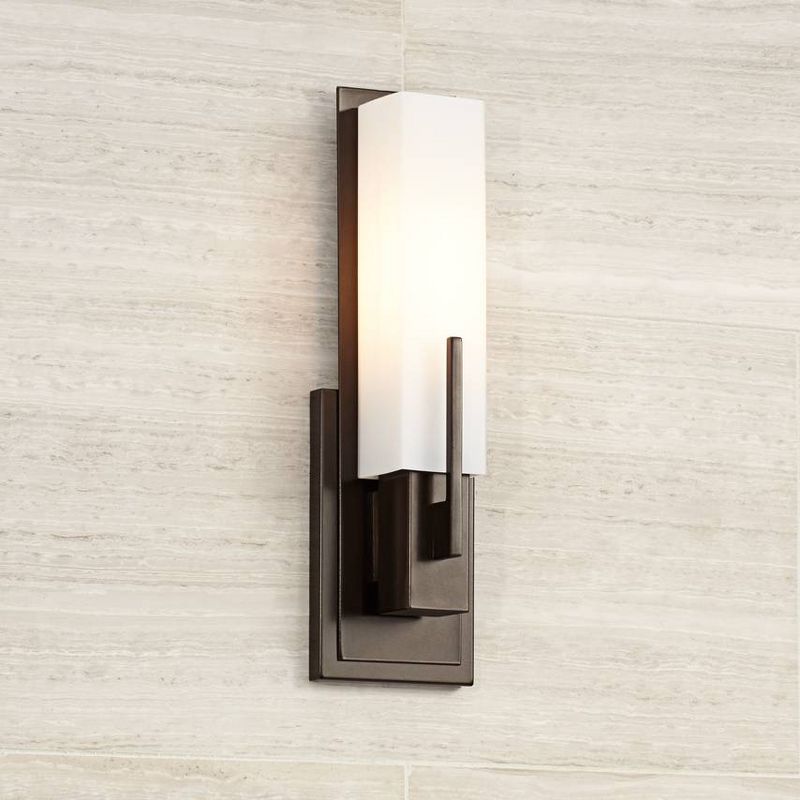 Possini Euro Design Midtown Modern Wall Light Sconce Bronze Hardwire 4 1/2" Fixture Opal White Glass Shade for Bedroom Bathroom Vanity Reading House, 2 of 9