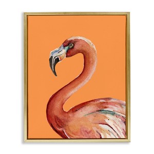 Stupell Industries Tropical Flamingo Bird Portrait Watercolor Detail Floating Frame Canvas Art - 1 of 4