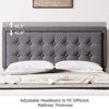 Velvet Upholstered Bed Frame with Adjustable Headboard, Wood Slat Support, No Box Spring Needed, Easy Assembly - 4 of 4