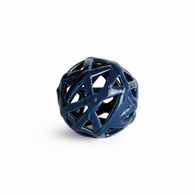 Plum & Post Alicia Orb Small - Navy Blue Ceramic Decorative Accent