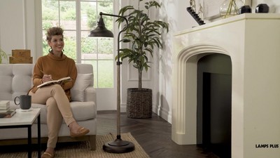 Ferris 57" Bronze Adjustable Pharmacy Floor Lamp with Faux Wood Grain
