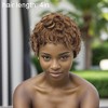 Unique Bargains Women's Wave Curly Short Hair Wig Real Human Hair 4in Light Brown 1 Pc - 4 of 4