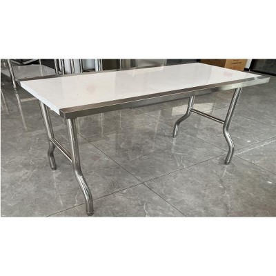 Stainless Steel Folding Table, 48x24 Inch Heavy Duty Work Table, 400 LB Capacity, Portable & No Assembly, Silver