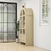 70" H Farmhouse Wooden Arched Kitchen Storage Display Cabinets,Acrylic Door Kitchen Dining Room Pantry Cupboard,Versatile Cupboard-Coolbibila - 3 of 4