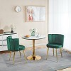 Green 2-piece set of modern dining chairs with comfortable velvet backrests - 3 of 4