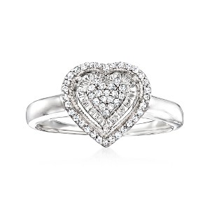 Ross-Simons 0.20 ct. t.w. Diamond Heart Ring in Sterling Silver - 1 of 4