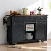 53.7" Farmhouse Kitchen Island with Drop Leaf,Storage Cabinet,3 Drawers, Adjustable Shelves,Kitchen and Dining Cabinets - 2 of 4