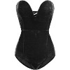 Women's Plunge Neck Velvet Snap Crotch Bodysuit Back Lace Up Strapless Halloween Costume Bodysuits Cross Back Velvet Leotards - 4 of 4