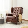 Amanda 33" Wide Genuine Leather Wingback Armchair with Solid Tapered Wood Legs and Nailhead Trim| ARTFUL LIVING DESIGN - 2 of 4