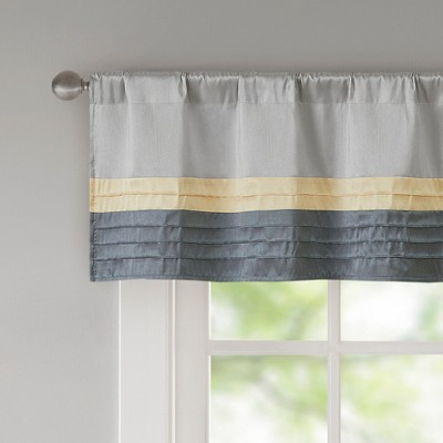 Yellow and Gray Faux Silk Pintuck Window Valance