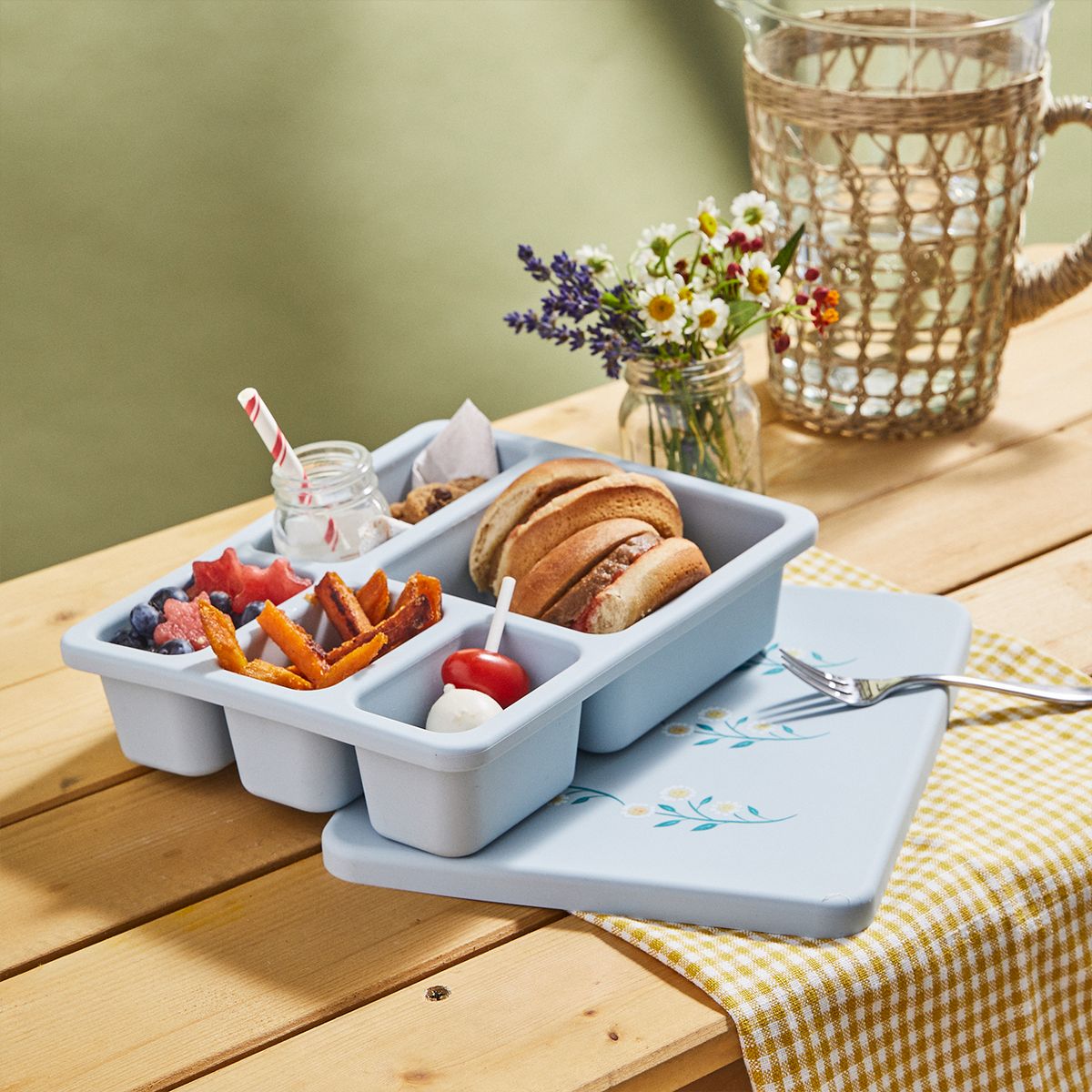 Austin Baby Co Leak-proof Silicone Bento Box for Toddlers and Kids- Durable & Eco-Friendly five compartment Lunch Box - thumbnail 4