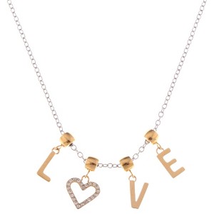 Anna-Kaci Two-Tone Circle and Cross Pendant Necklace with Snake Chain - 1 of 4