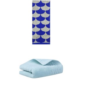 REGALWOVEN Cotton Geometric Absorbent Soft Decorative Hand Towel for Bathroom Hand Face Gym Spa 14" x 30"/13" x 29" 2 Pcs - 1 of 4
