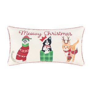 Meowy Christmas Embroidered Pillow - Levtex Home - 1 of 3