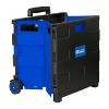 BAZIC Products® Folding Cart on Wheels w/Lid Cover, 16" x 18" x 15", Black/Blue - 2 of 4