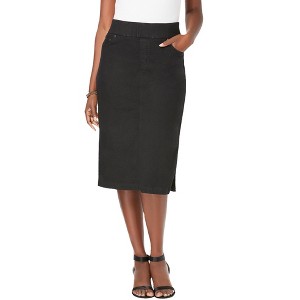 Jessica London Women's Plus Size Comfort Waist Stretch Denim Midi Skirt - 1 of 4