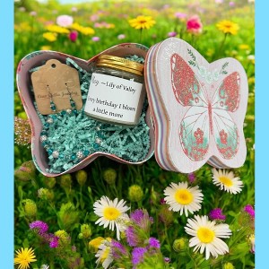 Michelle Marie Boutique's May Birthday Gift Box, Candle, Emerald Jewelry, Lily of the Valley Mug, Butterfly Box, Women's Gift Set - 1 of 4