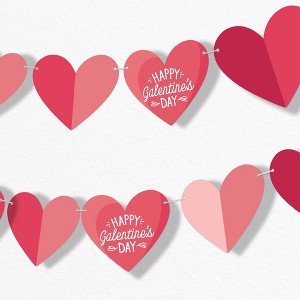 Big Dot of Happiness Happy Galentine’s Day Garland Banner, Valentine’s Day Party Backdrop, 30 Feet of Cord, 15 Double-Sided Paper Heart Shapes - 1 of 4