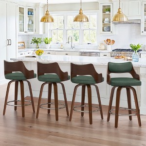 Arceso 26" Swivel Counter Height Bar Stools,Mid-Century Wooden Barstools with Backs for Kitchen Restaurant - 1 of 4