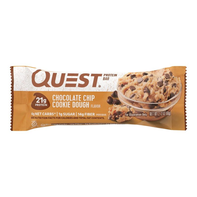 Quest Chocolate Chip Cookie Dough Protein Bar - Case of 12/2.12 oz, 2 of 8