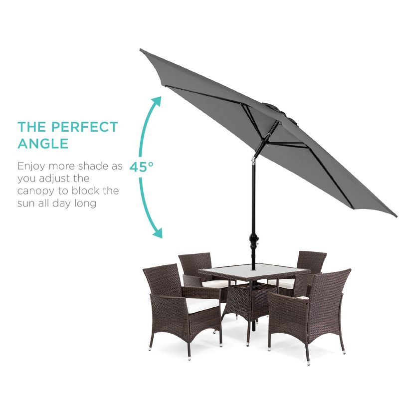 Best Choice Products 10ft Outdoor Steel Market Patio Umbrella w/ Crank, Tilt Push Button, 6 Ribs, 3 of 10