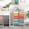 Tangkula 15 Drawer Rolling Storage Cart Opaque Multicolor Drawers Home Organizer - 3 of 4