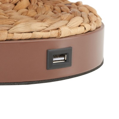 Natural Water Hyacinth Weave Table Lamp with USB Port