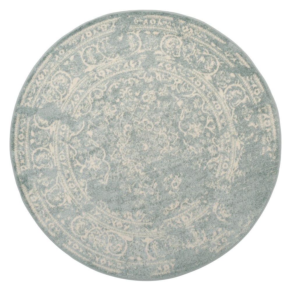 6' Medallion Round Area Rug Slate/Ivory - Safavieh