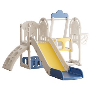 Infurnic Baby Activity Gyms, Multi-Activity Slide with Climbing and Swing, Ideal for Toddler Gifts, Multicolored, 65"*25.6"*44.5" - 1 of 4
